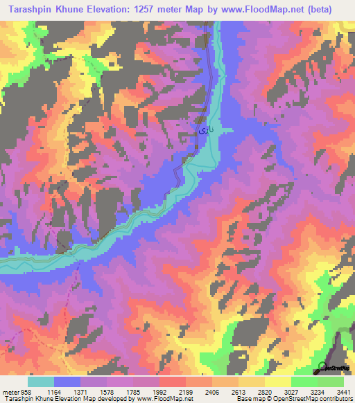 Tarashpin Khune,Afghanistan Elevation Map