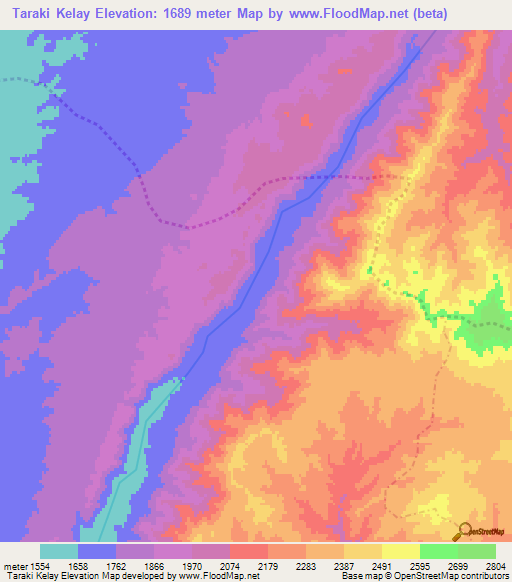 Taraki Kelay,Afghanistan Elevation Map