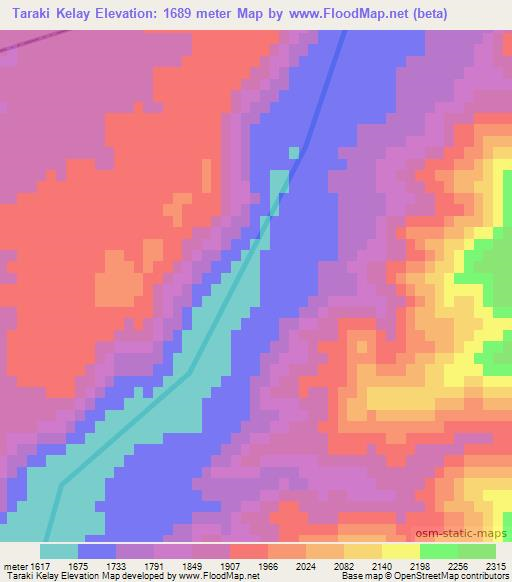 Taraki Kelay,Afghanistan Elevation Map