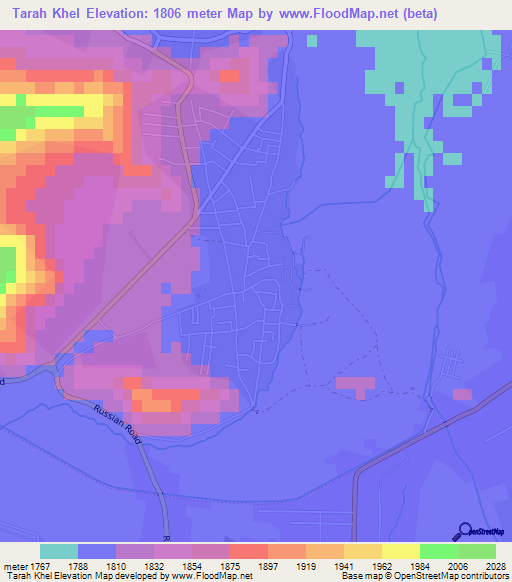 Tarah Khel,Afghanistan Elevation Map