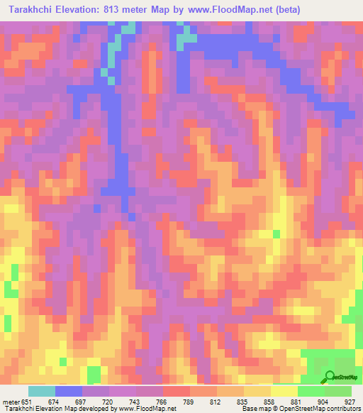 Tarakhchi,Afghanistan Elevation Map