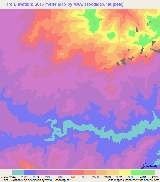 Tara,Afghanistan Elevation Map
