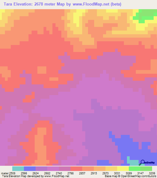 Tara,Afghanistan Elevation Map