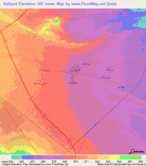 Valijerd,Iran Elevation Map