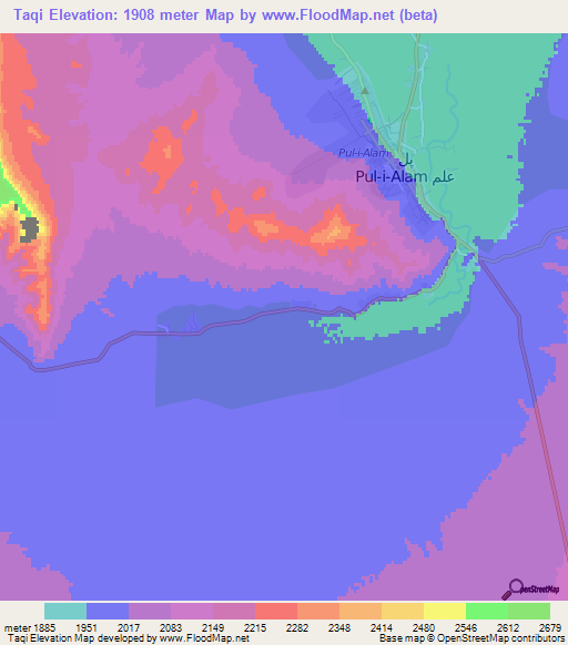 Taqi,Afghanistan Elevation Map