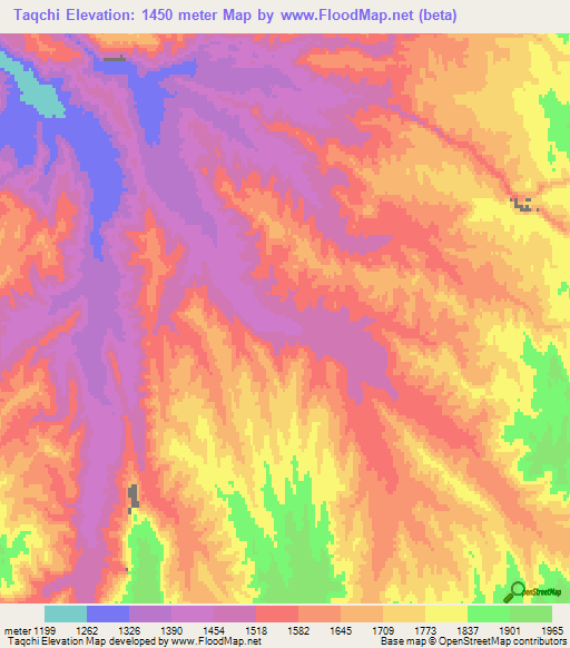 Taqchi,Afghanistan Elevation Map