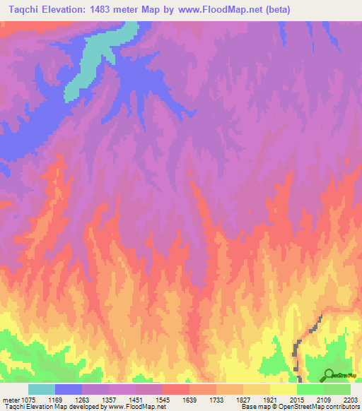 Taqchi,Afghanistan Elevation Map