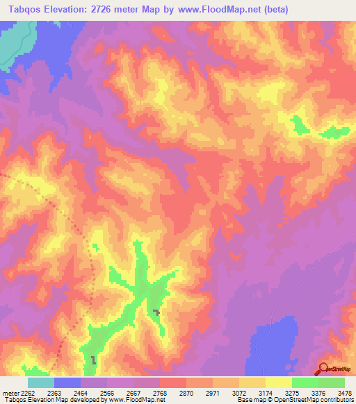 Tabqos,Afghanistan Elevation Map