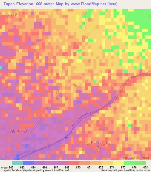 Tapah,Afghanistan Elevation Map