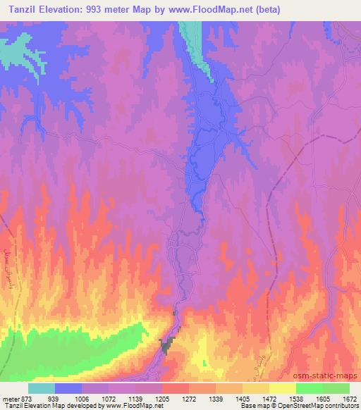 Tanzil,Afghanistan Elevation Map