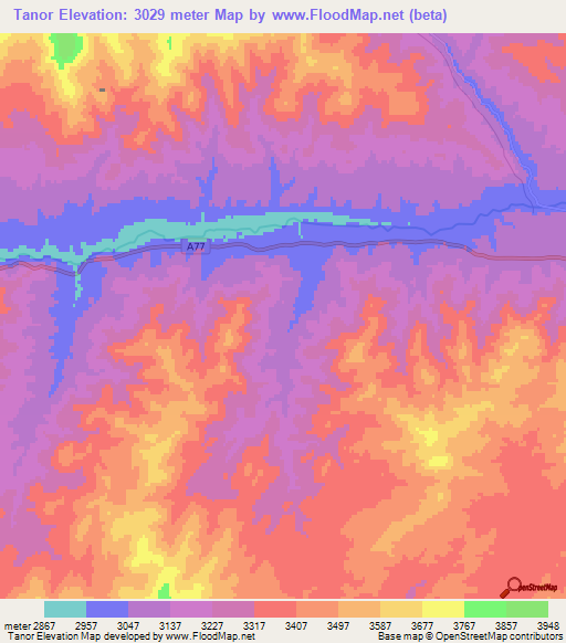 Tanor,Afghanistan Elevation Map