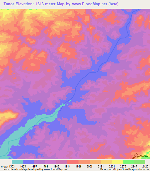 Tanor,Afghanistan Elevation Map