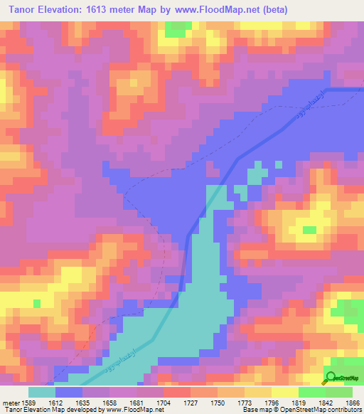 Tanor,Afghanistan Elevation Map