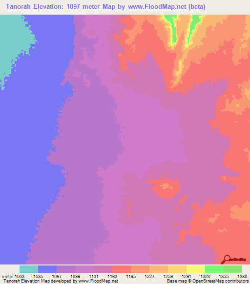 Tanorah,Afghanistan Elevation Map
