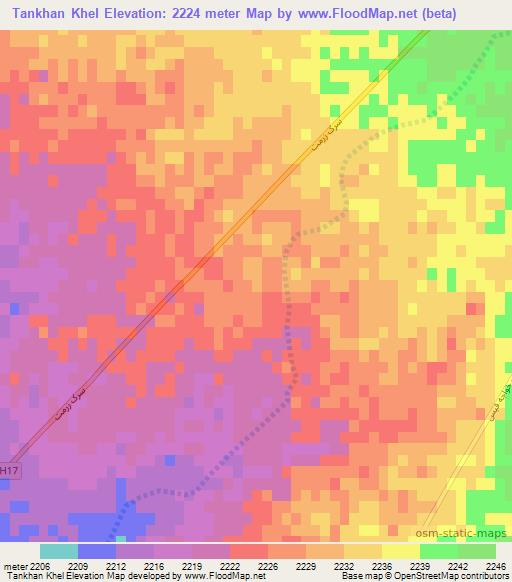 Tankhan Khel,Afghanistan Elevation Map