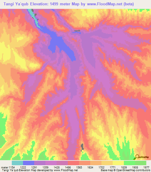 Tangi Ya`qub,Afghanistan Elevation Map