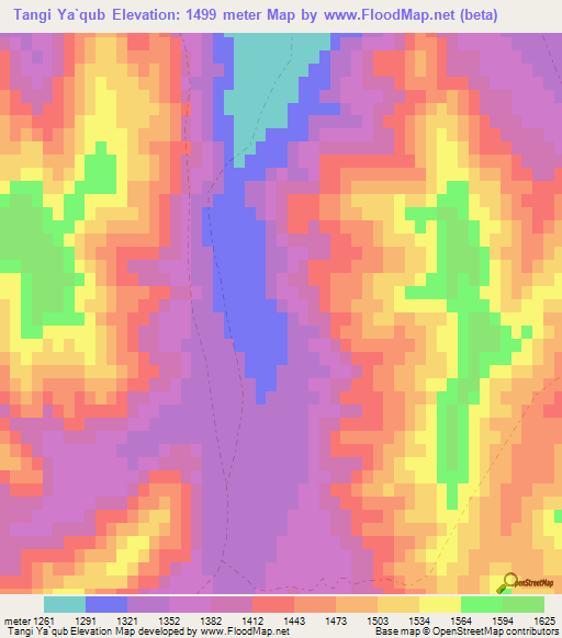 Tangi Ya`qub,Afghanistan Elevation Map