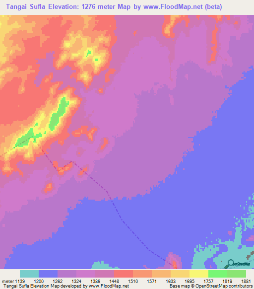 Tangai Sufla,Afghanistan Elevation Map