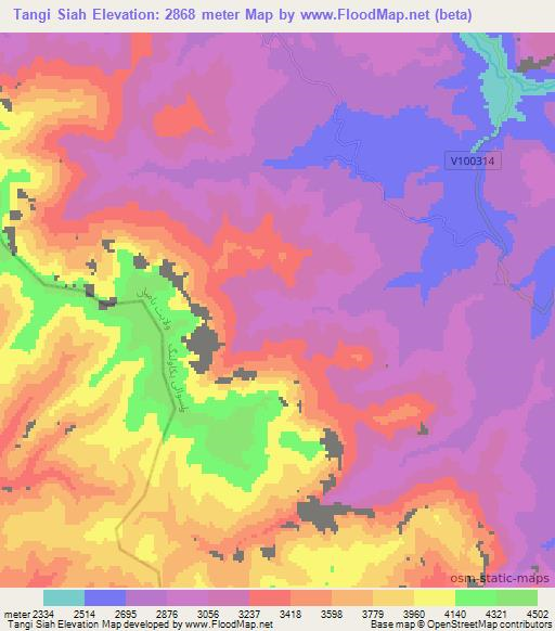 Tangi Siah,Afghanistan Elevation Map