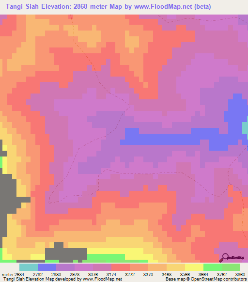 Tangi Siah,Afghanistan Elevation Map