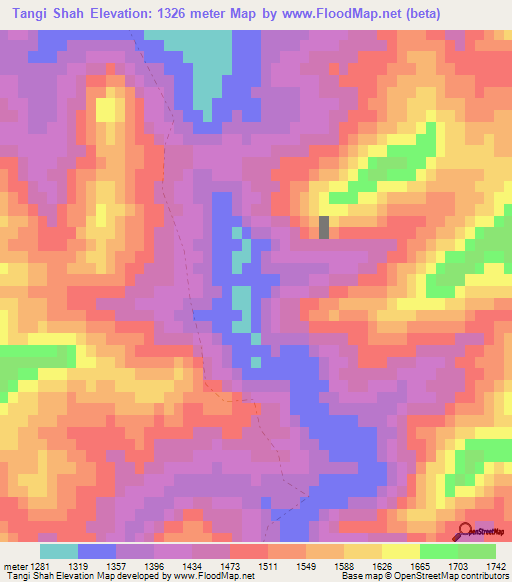 Tangi Shah,Afghanistan Elevation Map