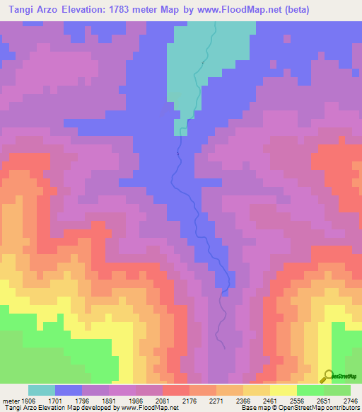 Tangi Arzo,Afghanistan Elevation Map