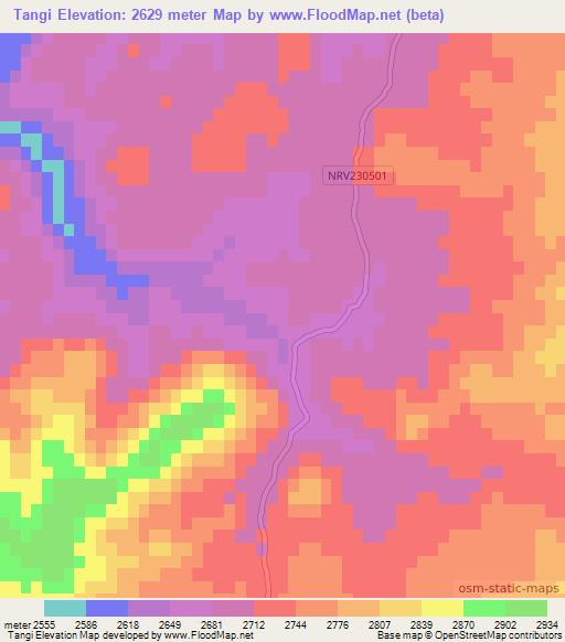 Tangi,Afghanistan Elevation Map