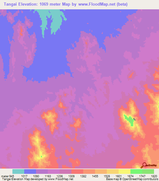 Tangai,Afghanistan Elevation Map