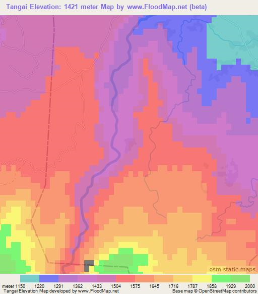 Tangai,Afghanistan Elevation Map