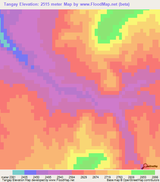 Tangay,Afghanistan Elevation Map