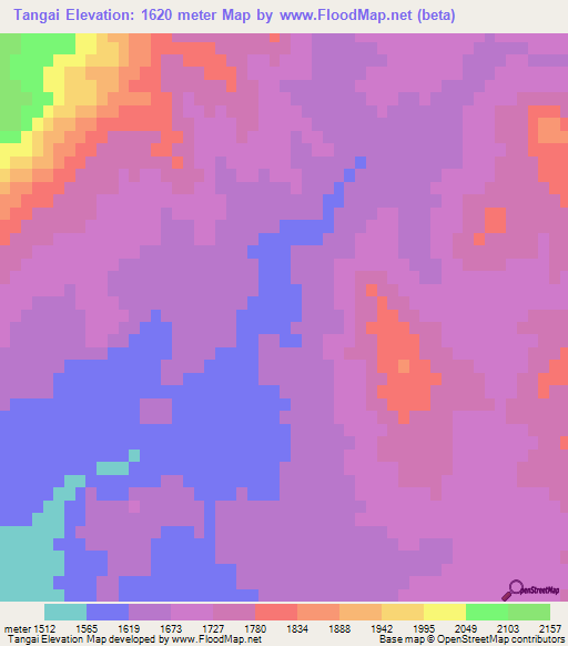 Tangai,Afghanistan Elevation Map