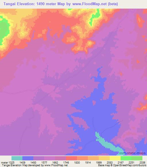 Tangai,Afghanistan Elevation Map