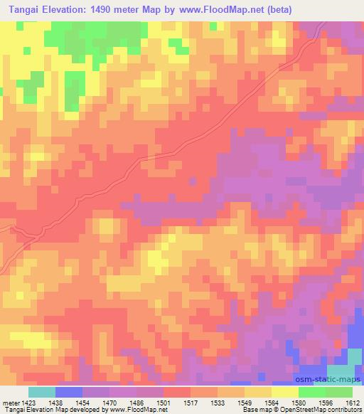 Tangai,Afghanistan Elevation Map