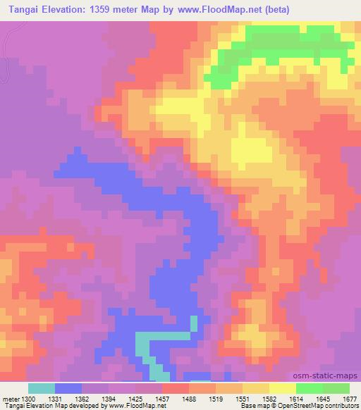 Tangai,Afghanistan Elevation Map