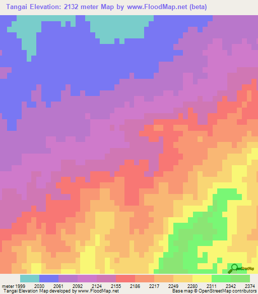 Tangai,Afghanistan Elevation Map