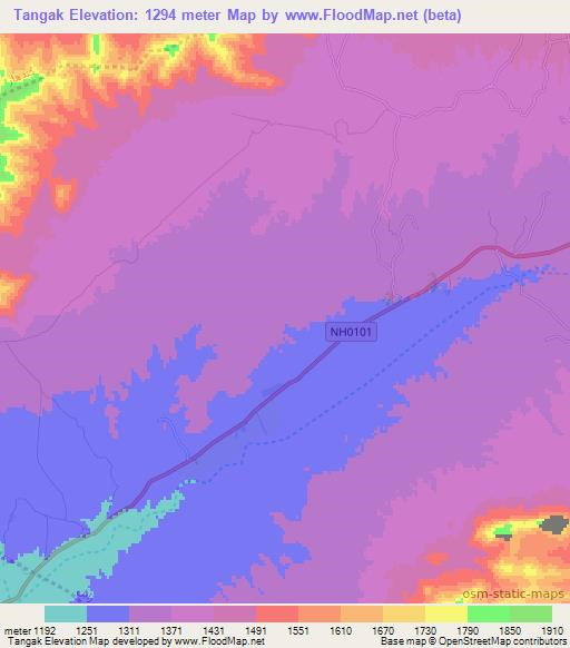 Tangak,Afghanistan Elevation Map
