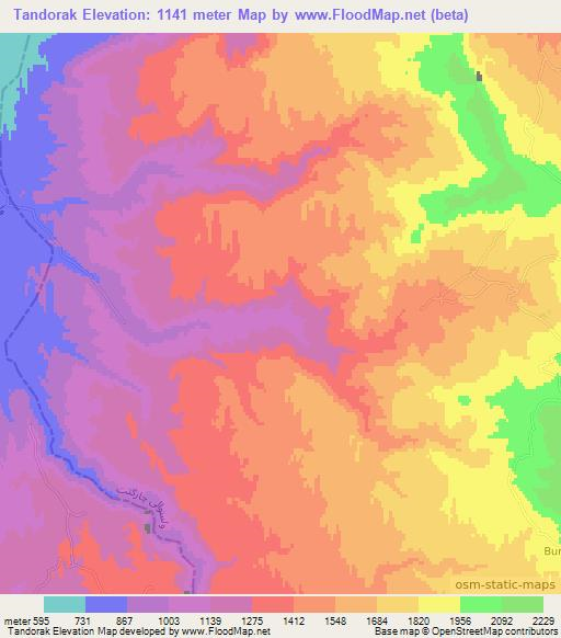 Tandorak,Afghanistan Elevation Map