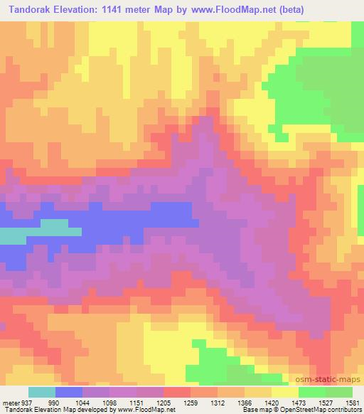 Tandorak,Afghanistan Elevation Map