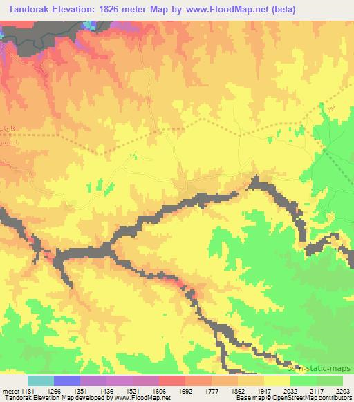 Tandorak,Afghanistan Elevation Map