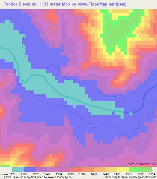 Tandor,Afghanistan Elevation Map