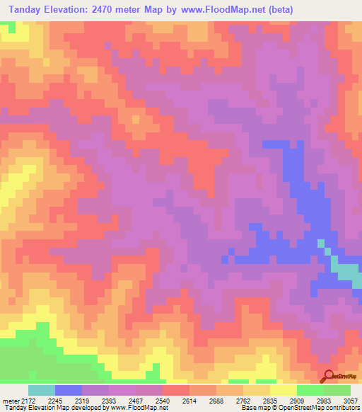 Tanday,Afghanistan Elevation Map