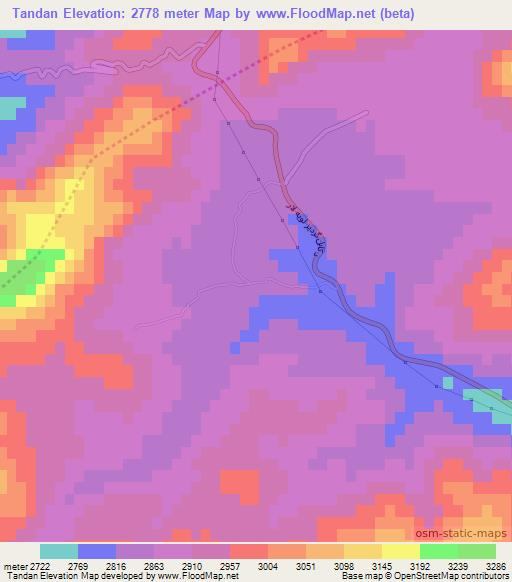 Tandan,Afghanistan Elevation Map
