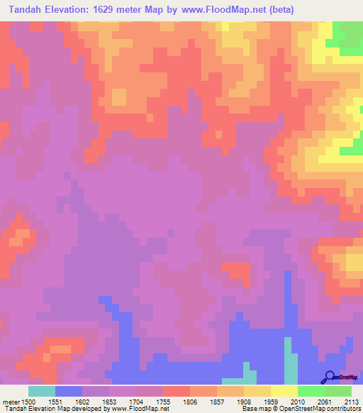 Tandah,Afghanistan Elevation Map
