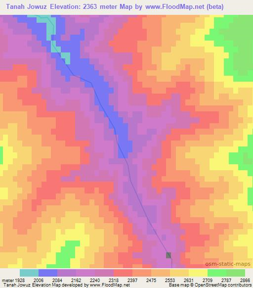 Tanah Jowuz,Afghanistan Elevation Map