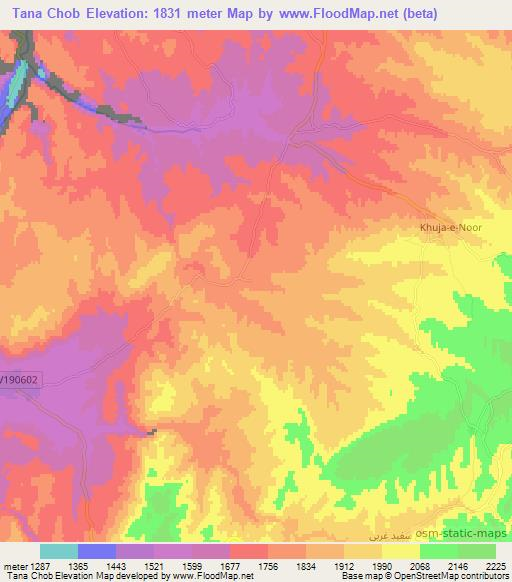 Tana Chob,Afghanistan Elevation Map