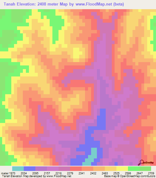 Tanah,Afghanistan Elevation Map