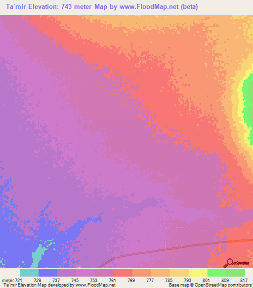 Ta`mir,Afghanistan Elevation Map