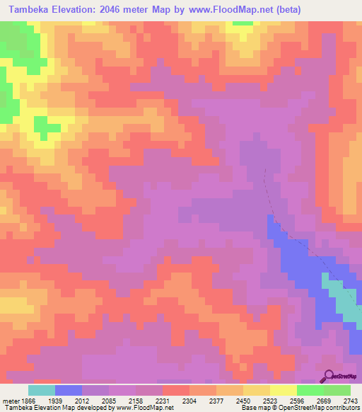 Tambeka,Afghanistan Elevation Map