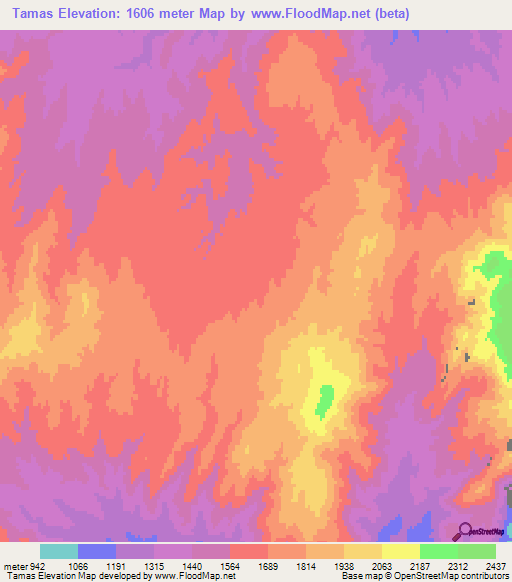 Tamas,Afghanistan Elevation Map