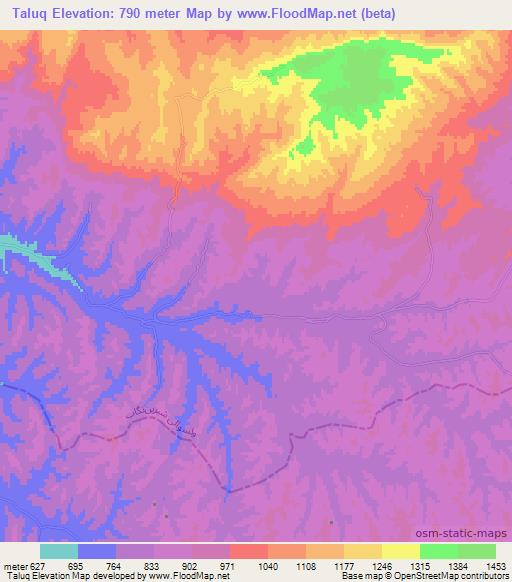 Taluq,Afghanistan Elevation Map